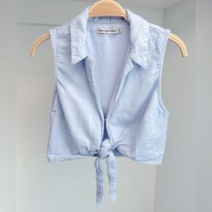 Abercrombie and Fitch Tie-Front Linen Blend Top
